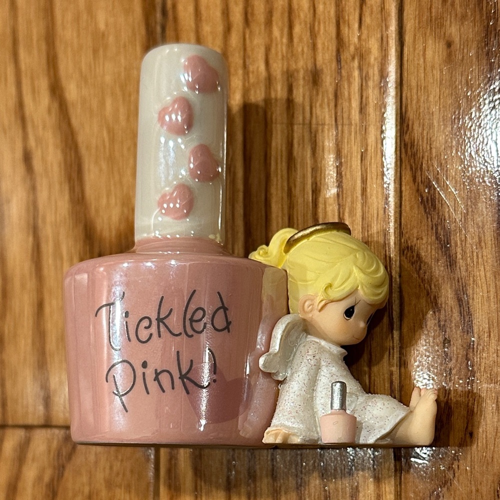 Precious Moments “Tickled Pink Nail Polish with Angel” Figurine.
